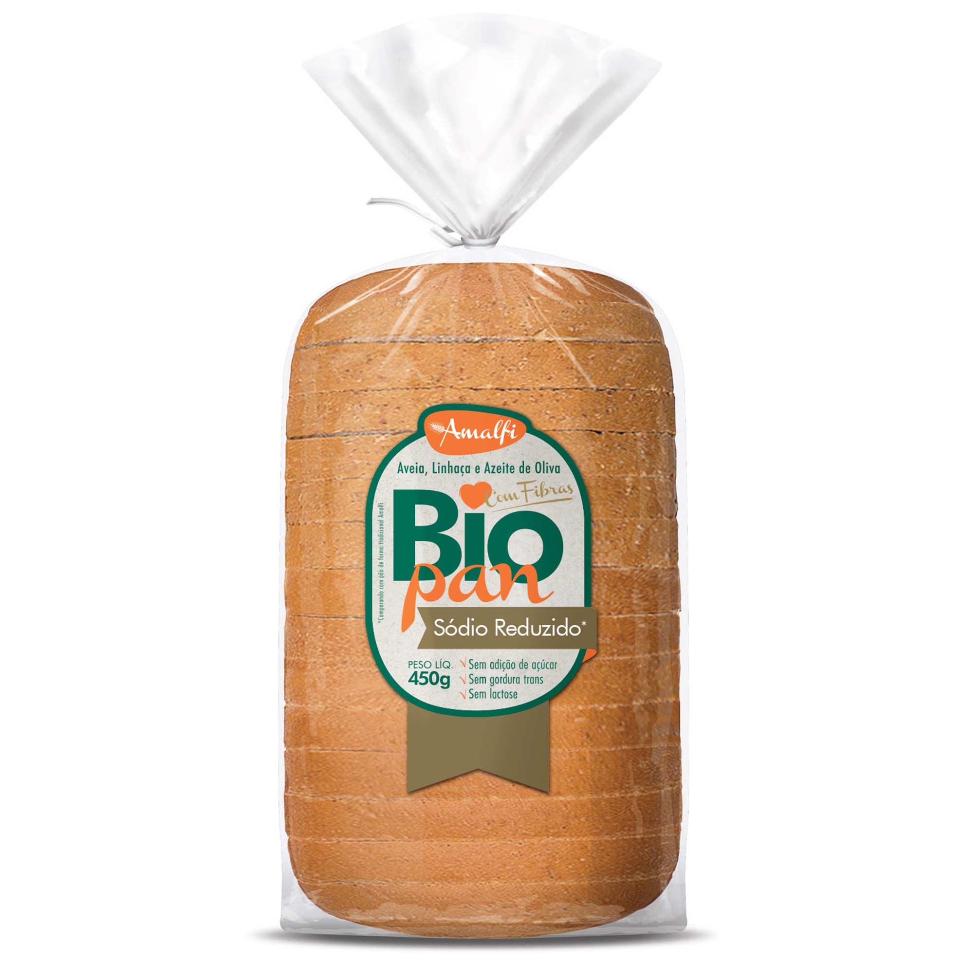 Pão de Forma Integral Aveia Linhaça e Azeite de Oliva Biopan Amalfi 450g