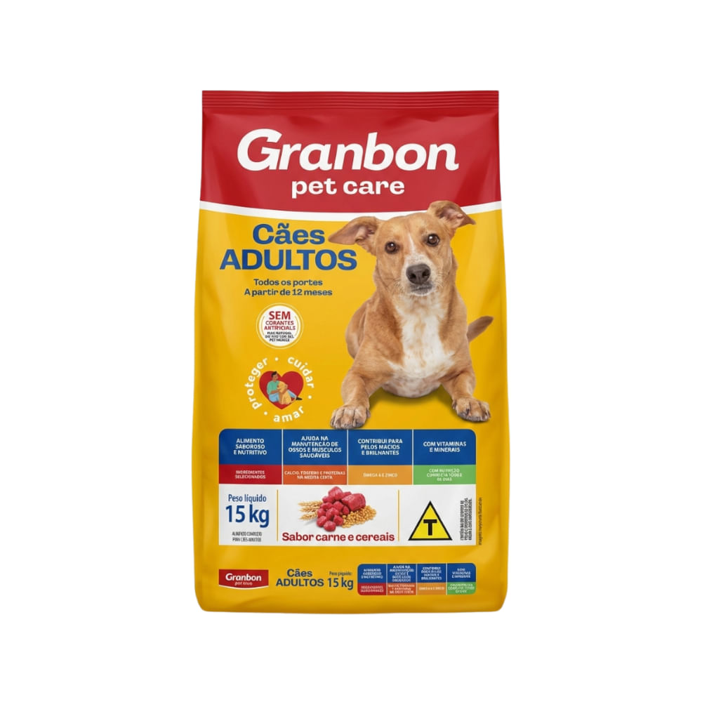 Ração para Cães Adultos GRANBON Pet Care Carne e Cereais Pacote 15kg
