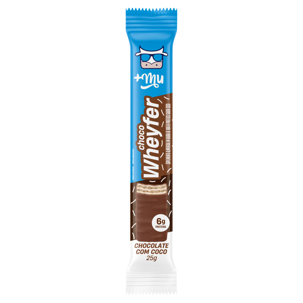 Wafer Proteico Chocolate com Coco +Mu Chocowheyfer Pacote 25g