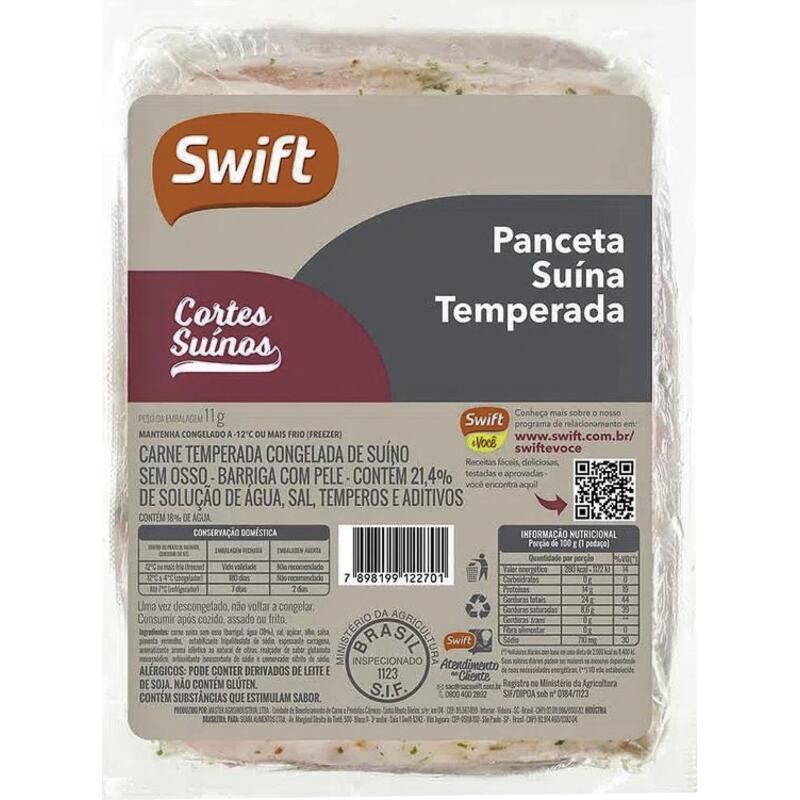 Panceta Suína Swift Temperada Preço por quilo no pacote