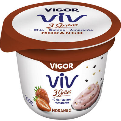 Iogurte Vigor 3 Grãos Morango 100g