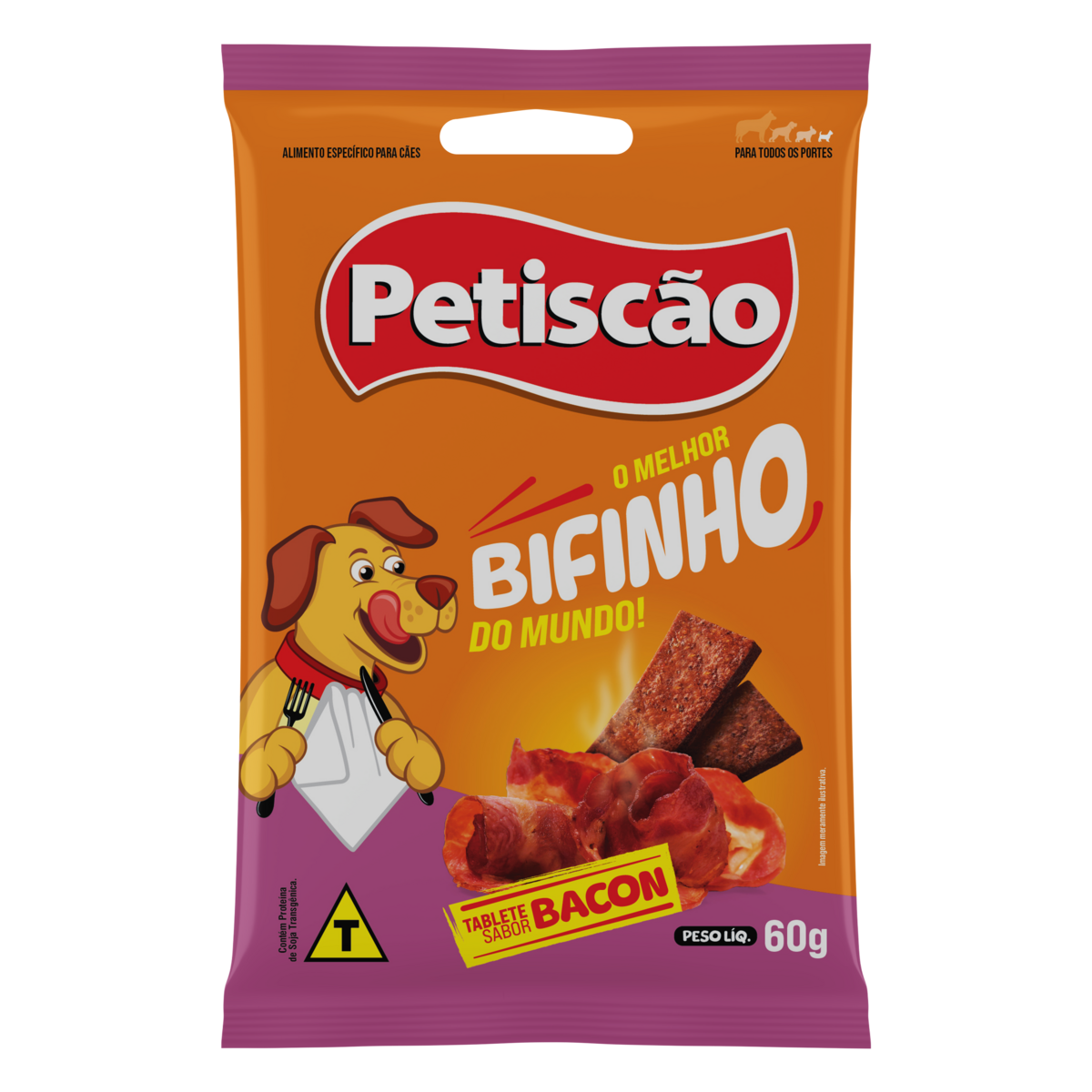 Bifinho Tablete para Cães Bacon Petiscão Pacote 60g
