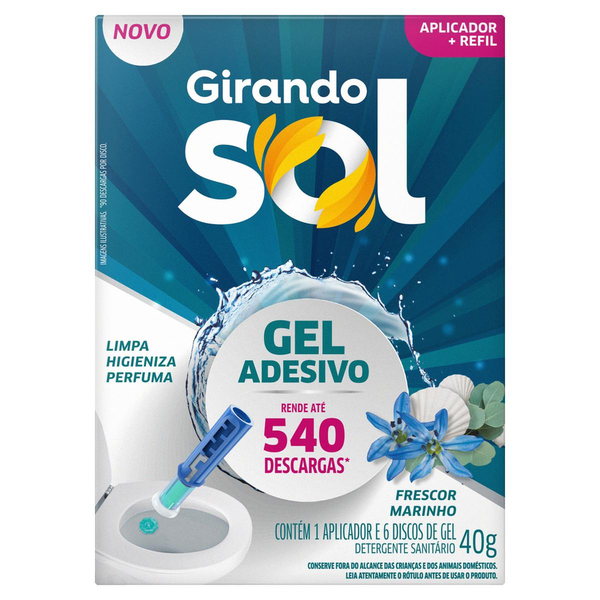 Desodorizador Girando o Sol Gel Adesivo - Fescor Marinho - Aplicador + Refil