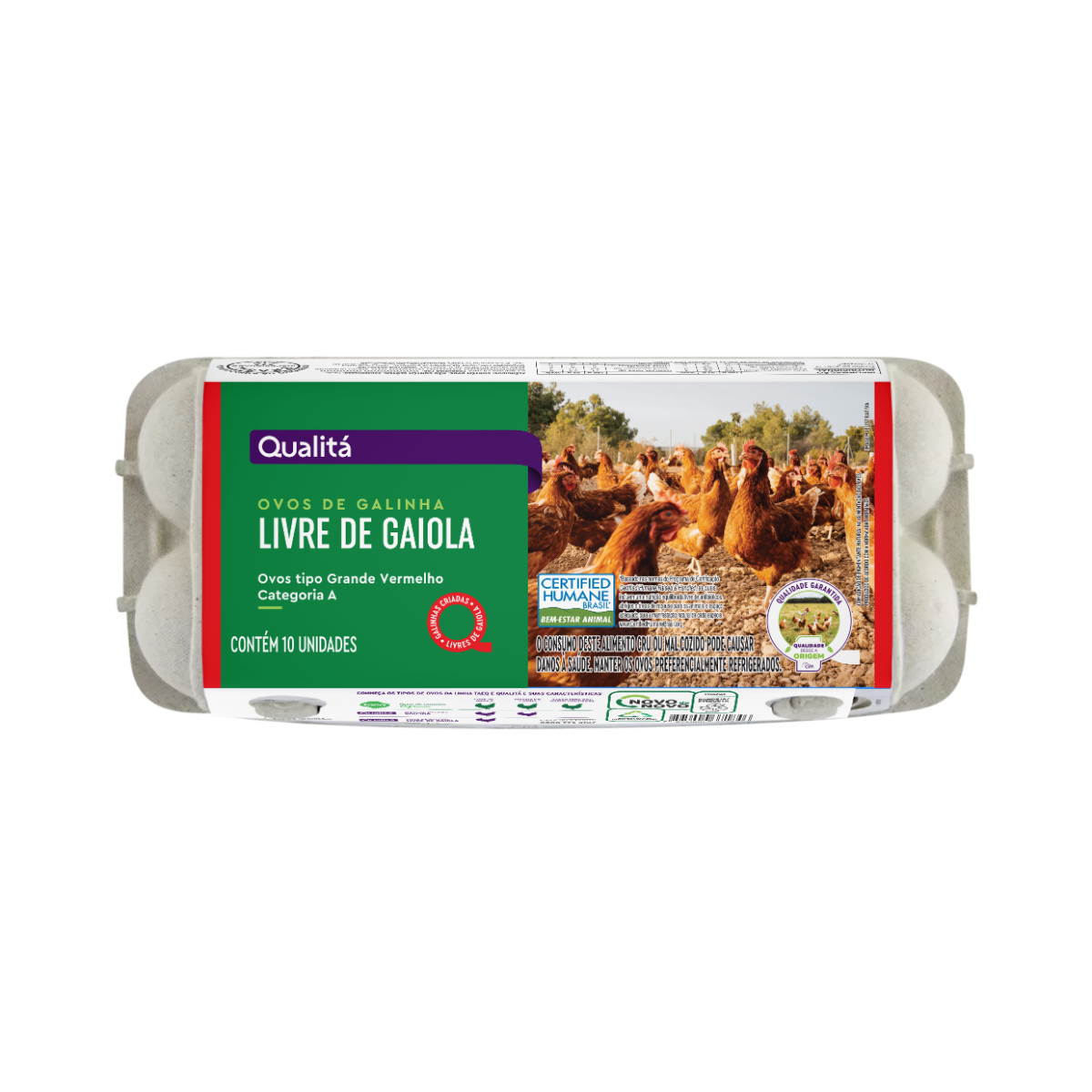 Ovos Vermelhos Grande Qualitá Livre de Gaiola Bandeja 10 Unidades