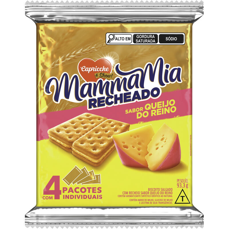 Biscoito Recheado Mamma Mia Queijo Reino 93,3g