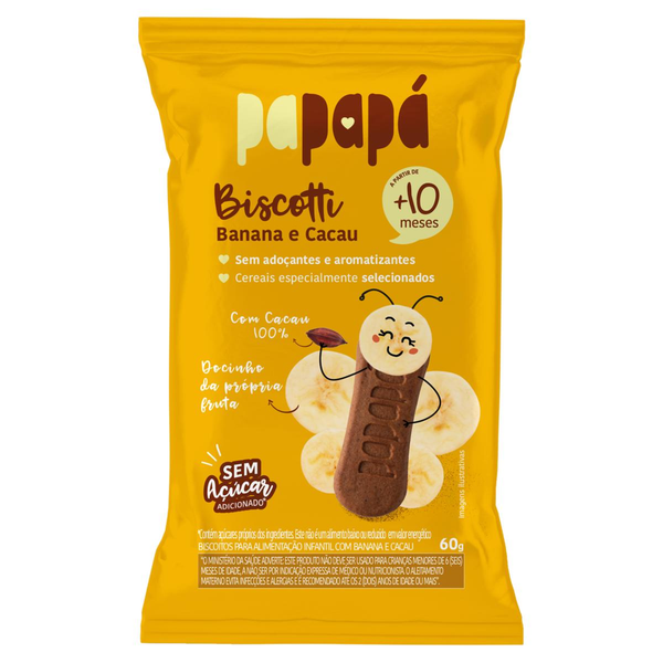 Biscoito PAPAPÁ Biscotti Banana e Cacau sem Açúcar 60g
