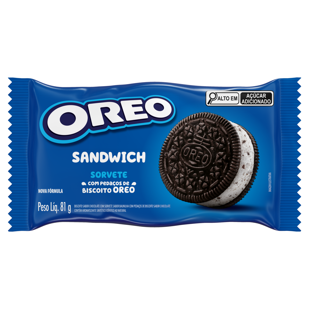 Sorvete Baunilha com Biscoito de Chocolate Oreo Pacote 81g
