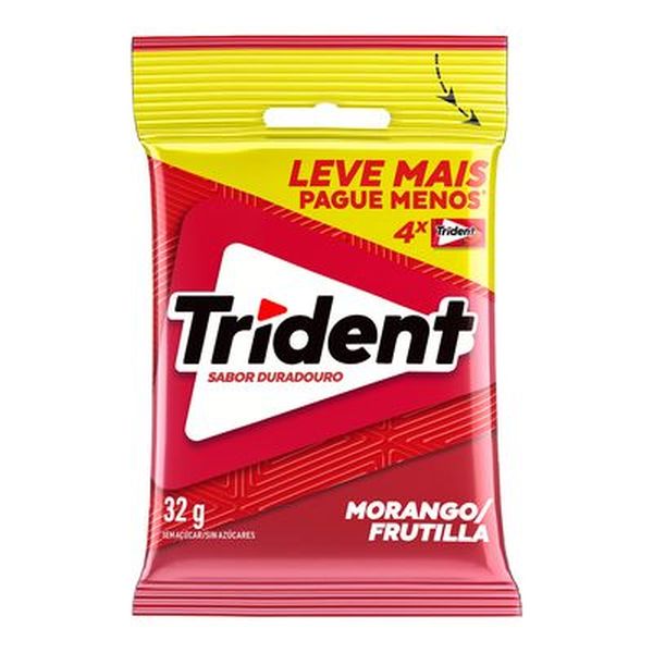 Goma de Mascar Trident Morango Pacote 4 Un X 32g