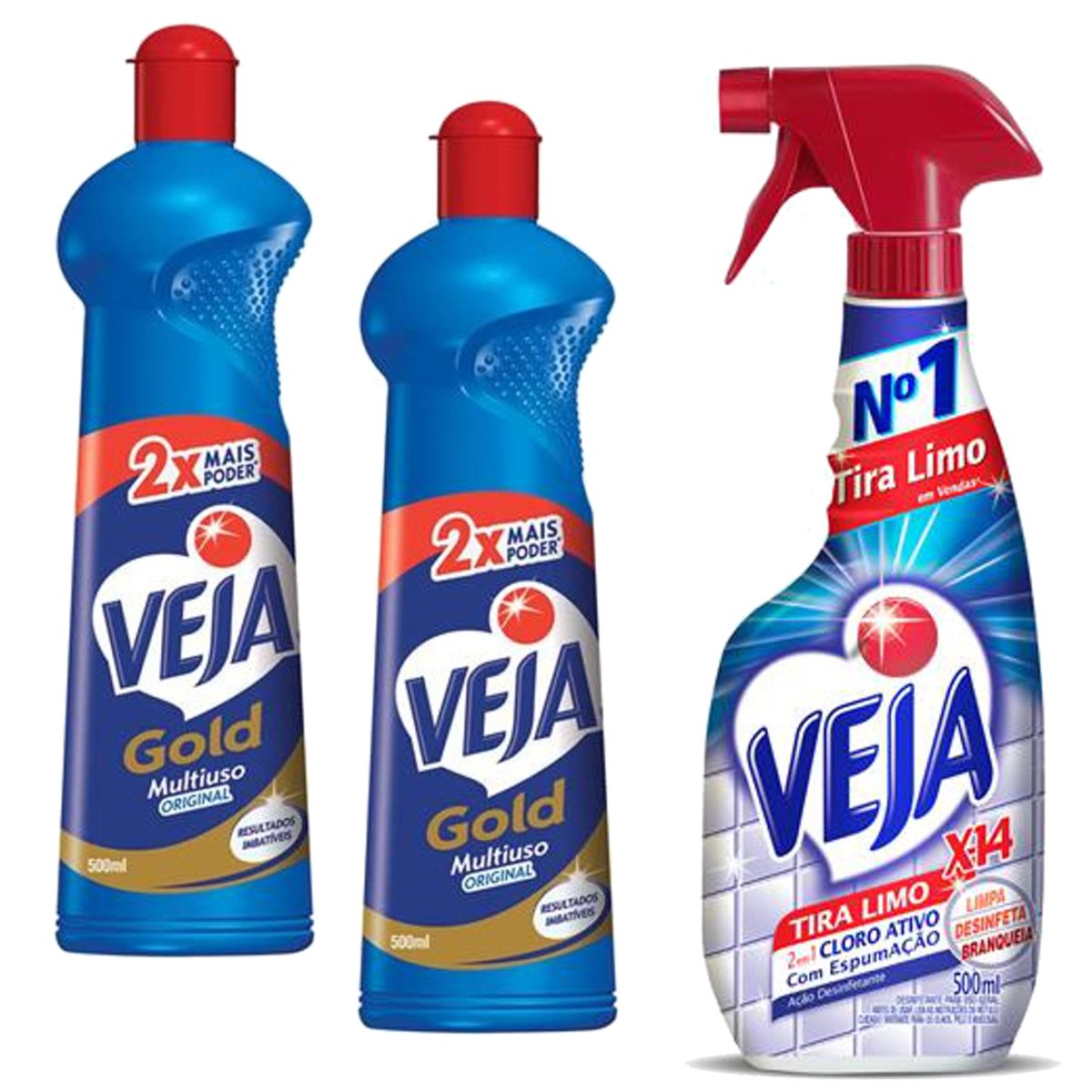 KIT VEJA - 2 Limpadores Multi-Uso Original 500ml + Limpador Tira Limo X-14 Aparelho 500ml