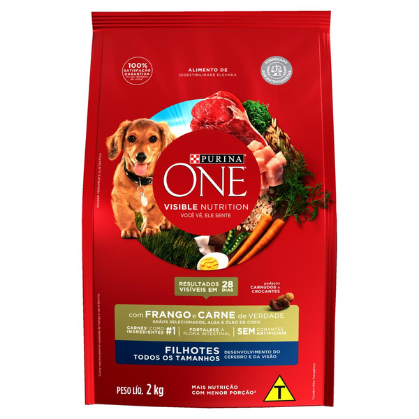 Alimento Para Cães Purina One Visible Nutrition Frango E Carne Filhotes 2kg