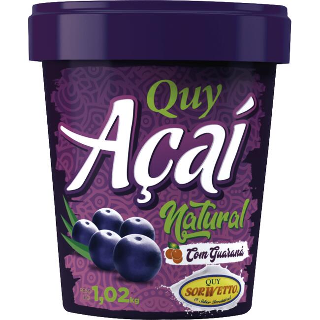 Açaí Quy Sorwetto Com Guaraná 1,02kg