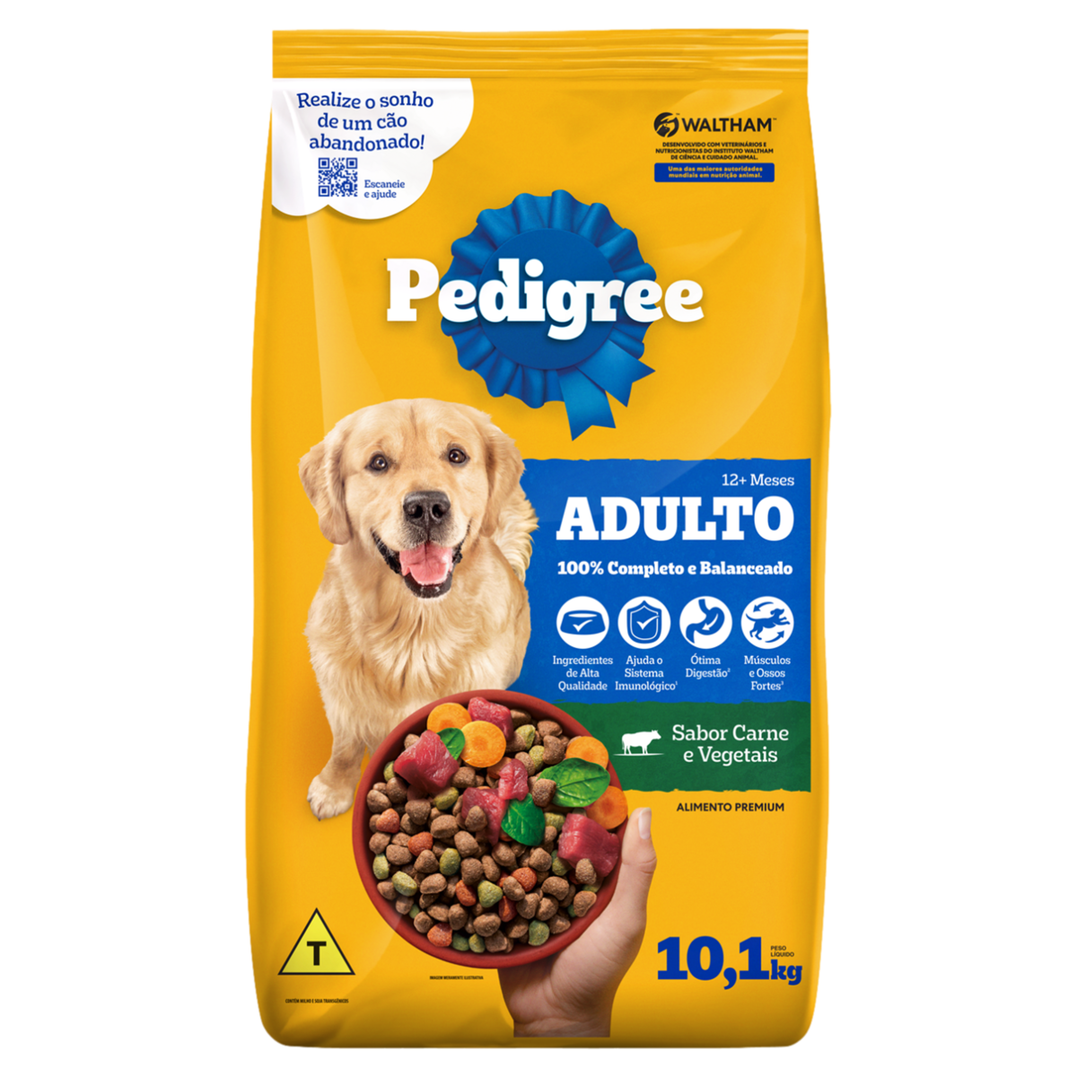 Alimento para Cães Adultos 12 Meses a 7 Anos Carne e Vegetais Pedigree Pacote 10,1kg