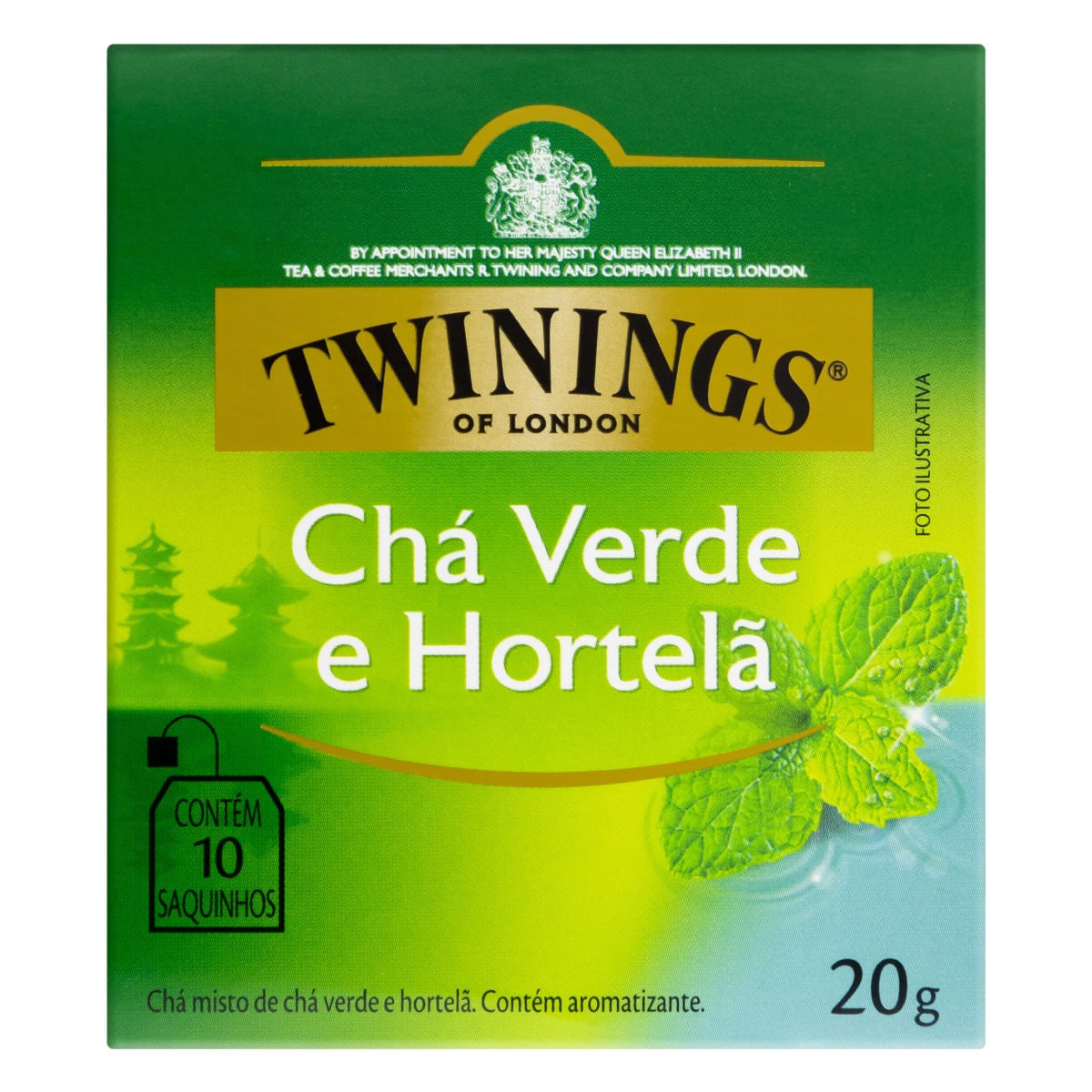 Chá Inglês Verde e Hortelã Twinings Caixa 20g com 10 Saquinhos