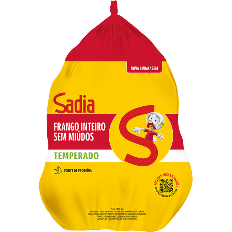 Frango Inteiro Temp Sadia Cong S/ miúdos Preço por quilo no pct