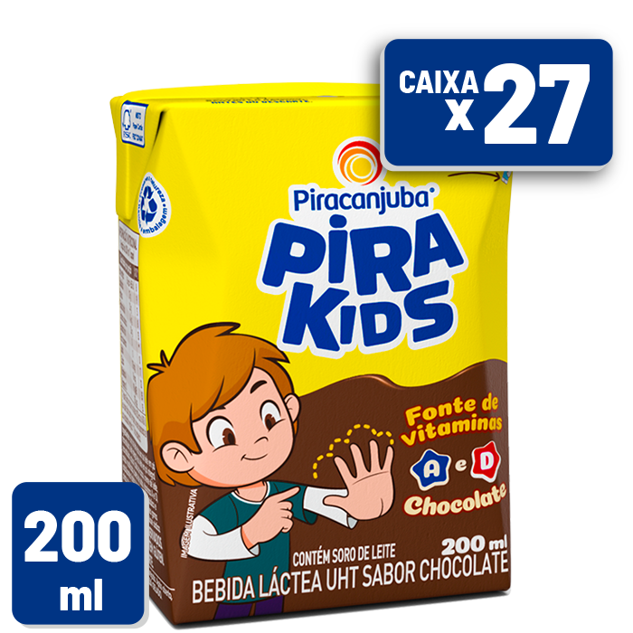 Bebida Láctea Pirakids Chocolate Tetra Pak 200ml Caixa c/ 27 un