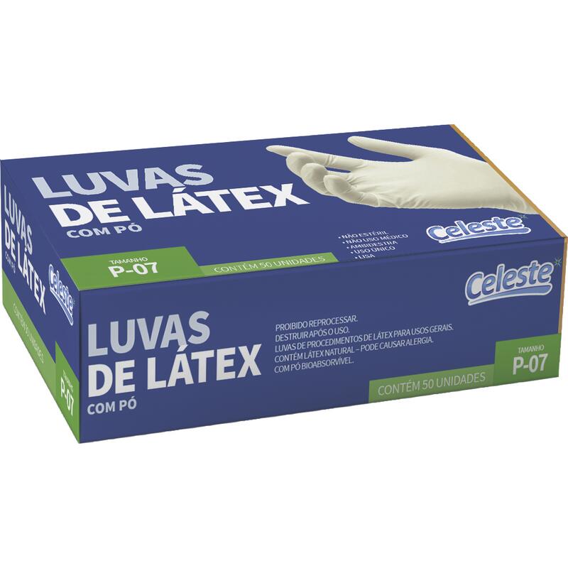 Luva de Látex Celeste Com Pó - P 50 un