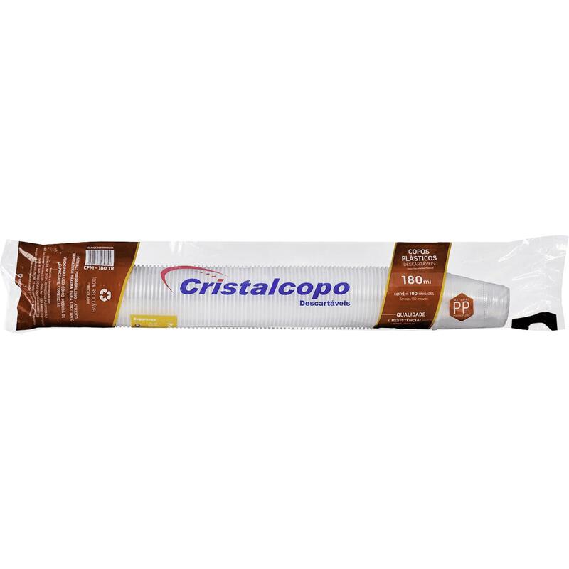 Copo Descartável Cristalcopo ABNT Transparente 180ml PP 100 un