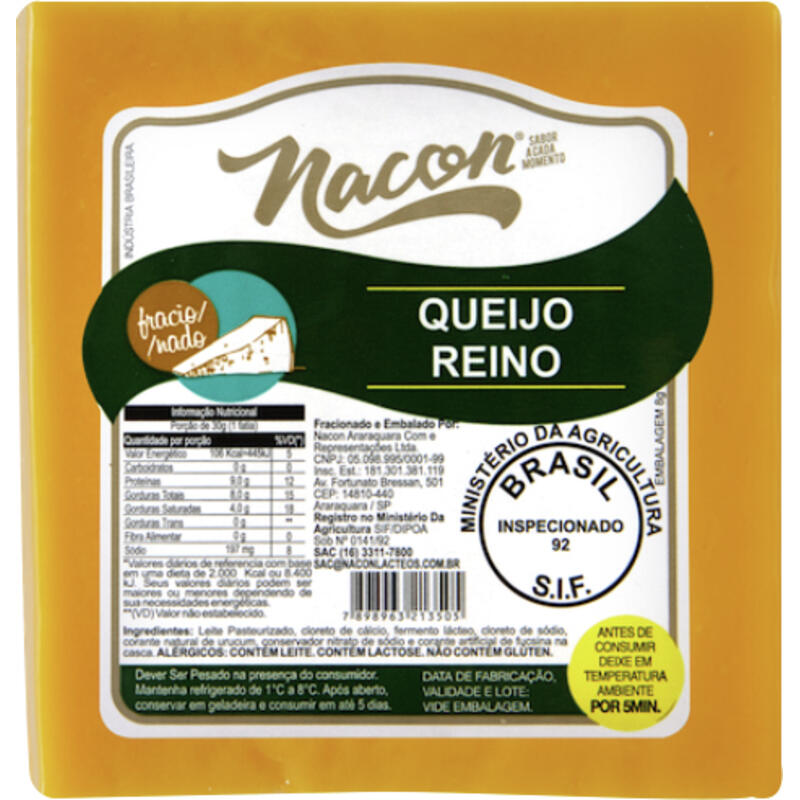 Queijo Reino Fracionado Nacon Preço por quilo no pedaço