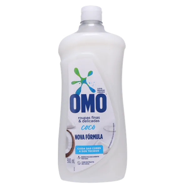 Lava-roupas Omo 900ml - Roupas Finas e Delicadas - Coco
