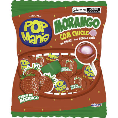 Pirulito Riclan Pop Mania Morango 500g