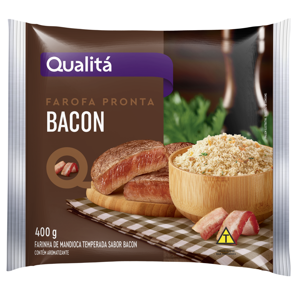 Farofa de Mandioca Bacon Qualitá Pacote 400g
