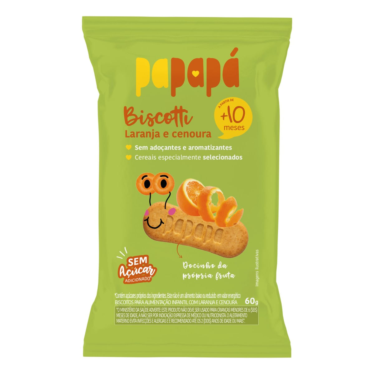 Biscoito PAPAPÁ Biscotti Laranja e Cenoura sem Açúcar 60g