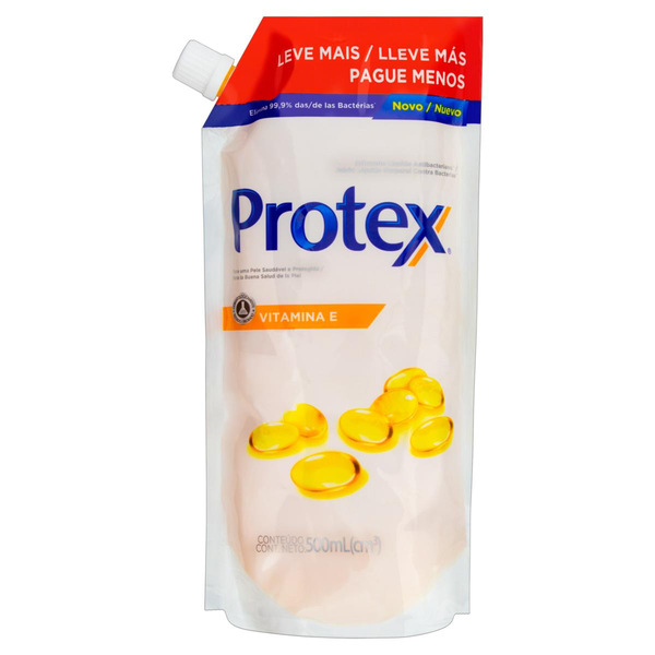 Sabonete Líquido Protex 500ml - Vitamina E - Refil - Sachê
