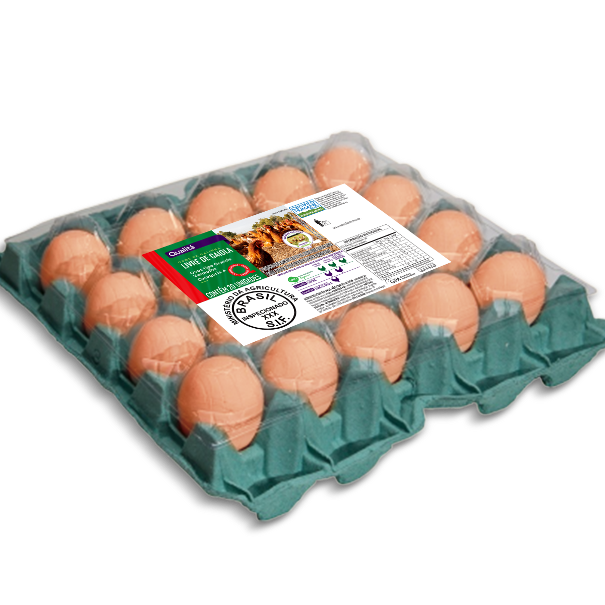 Ovos Caipira Grande Qualitá Bandeja 20 Unidades