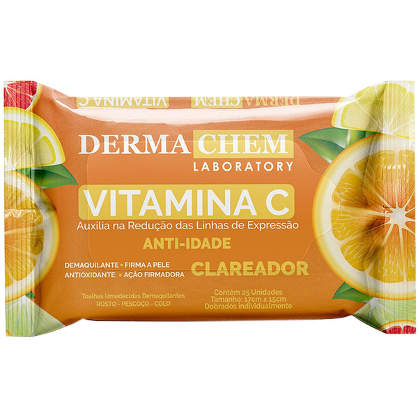 Lenço Demaquilante Dermachem Com 25 Lenços - Vitamina C
