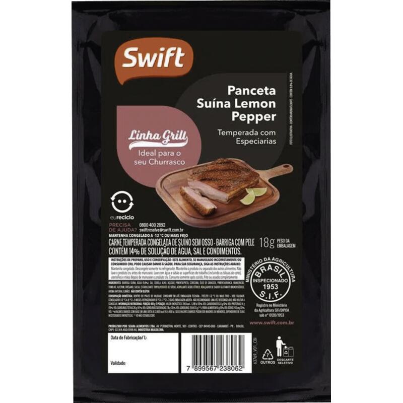 Panceta Suína Lemon Pepper Swift Cong Preço por quilo no pct