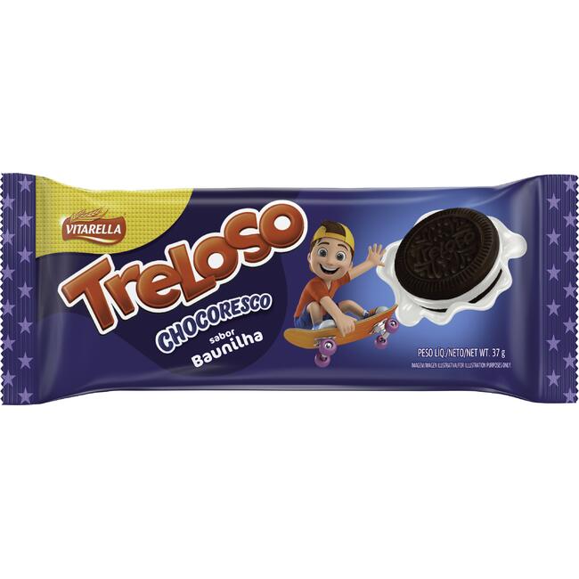 Biscoito Recheado Chocoresco Treloso Baunilha 37g