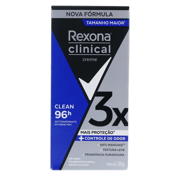 Desodorante Rexona 58g - Clinical - Clean Men