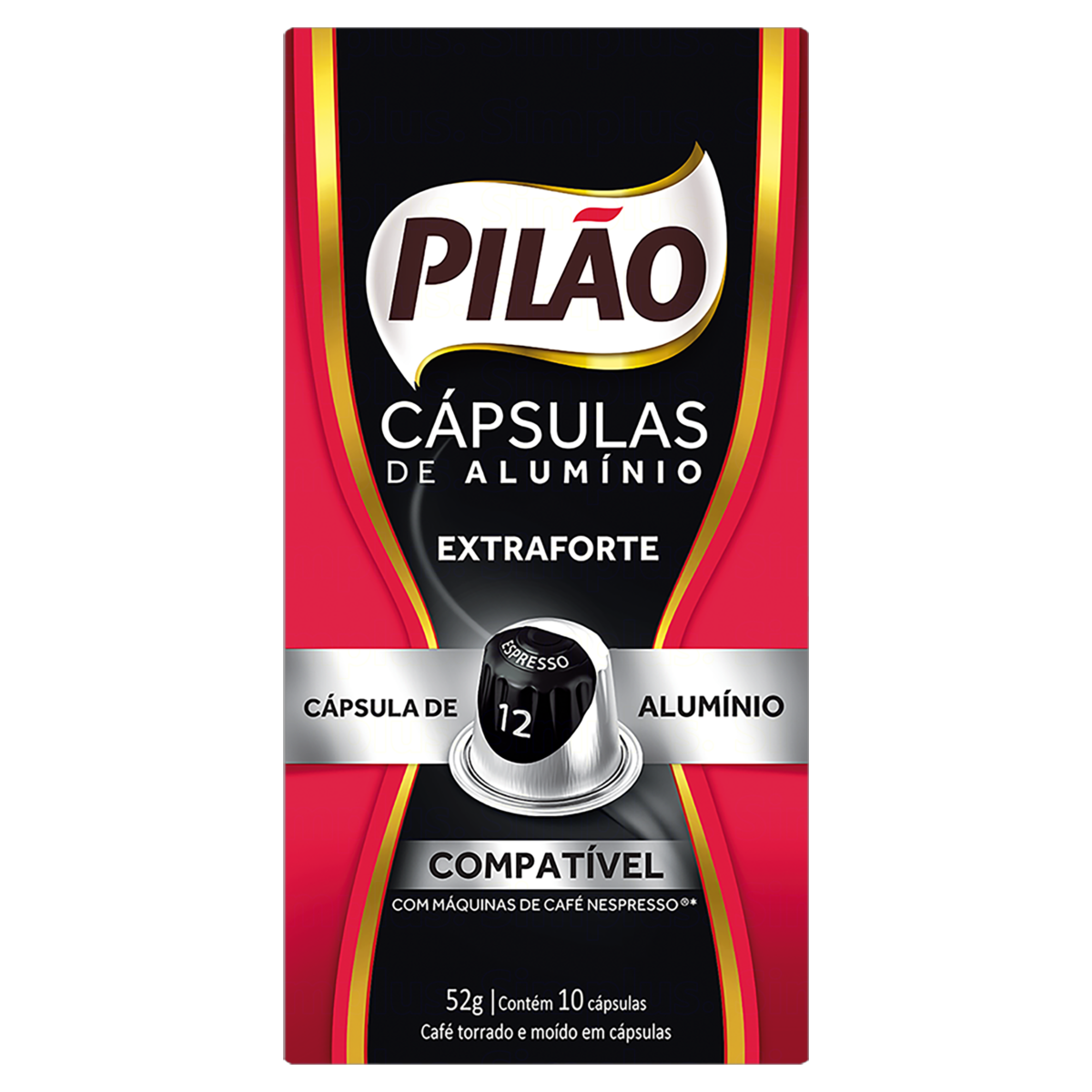 Café em Cápsula Torrado e Moído Espresso Extraforte Pilão Caixa 52g 10 Unidades