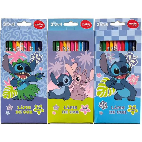 Lápis de Cor Molin Com 12 Cores - Stitch