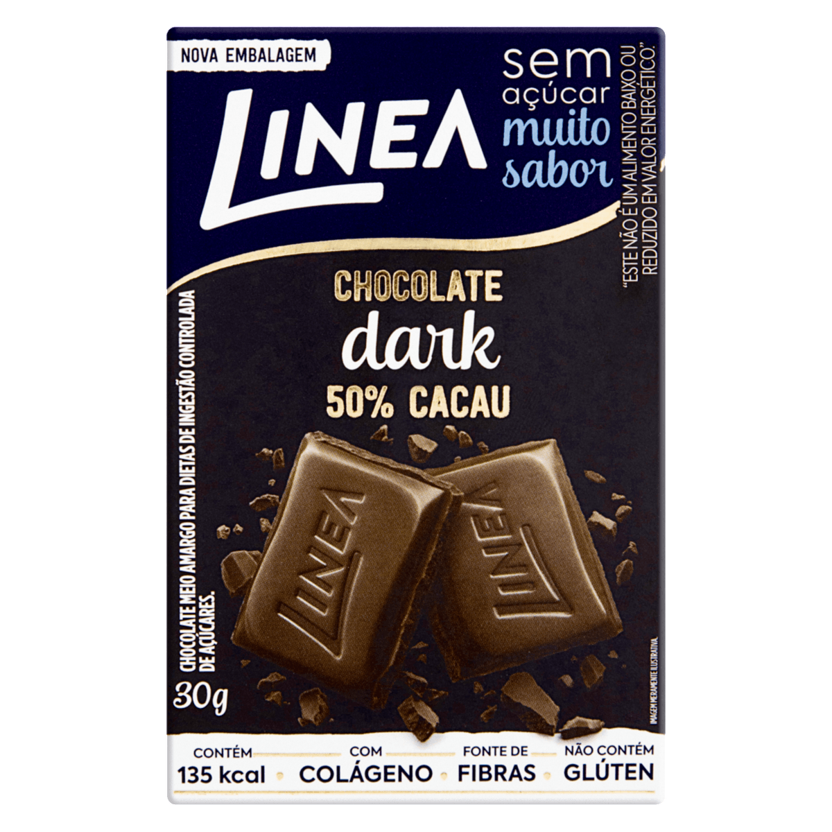 Chocolate Dark 50% Cacau Zero Açúcar Linea Caixa 30g