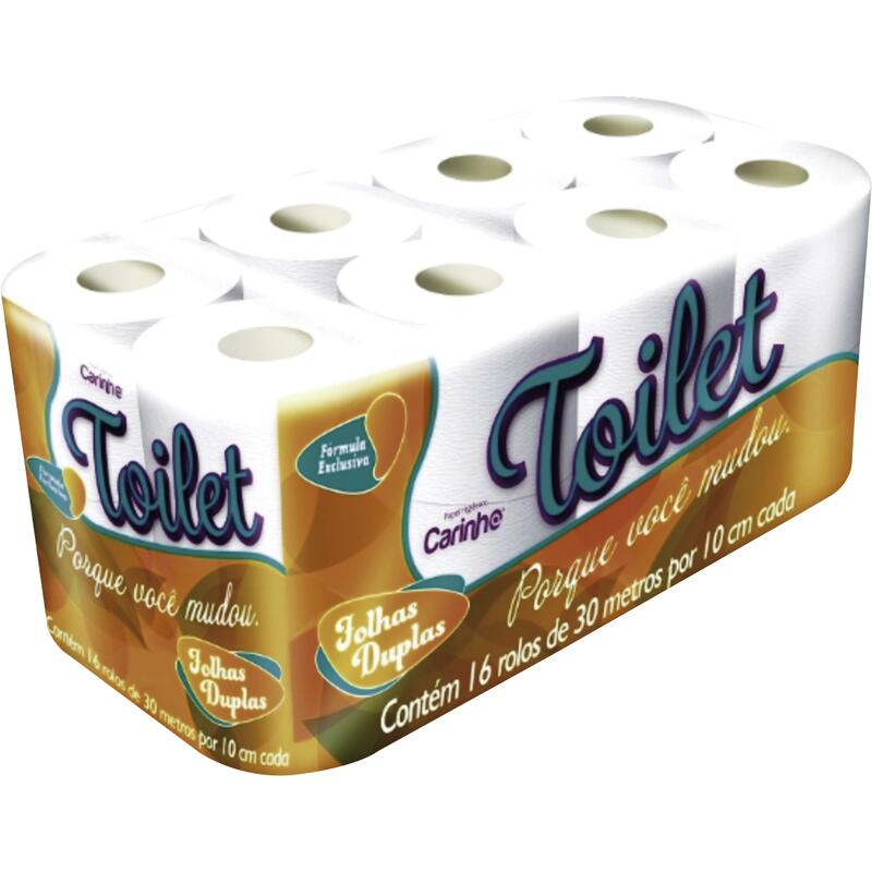 Papel Higiênico Carinho Toilet Folha Dupla - 30m 16 rolos