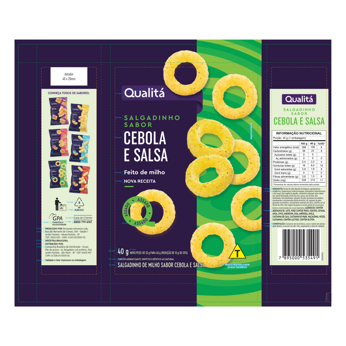 Salgadinho De Milho Cebola E Salsa Qualitá Pacote 40G