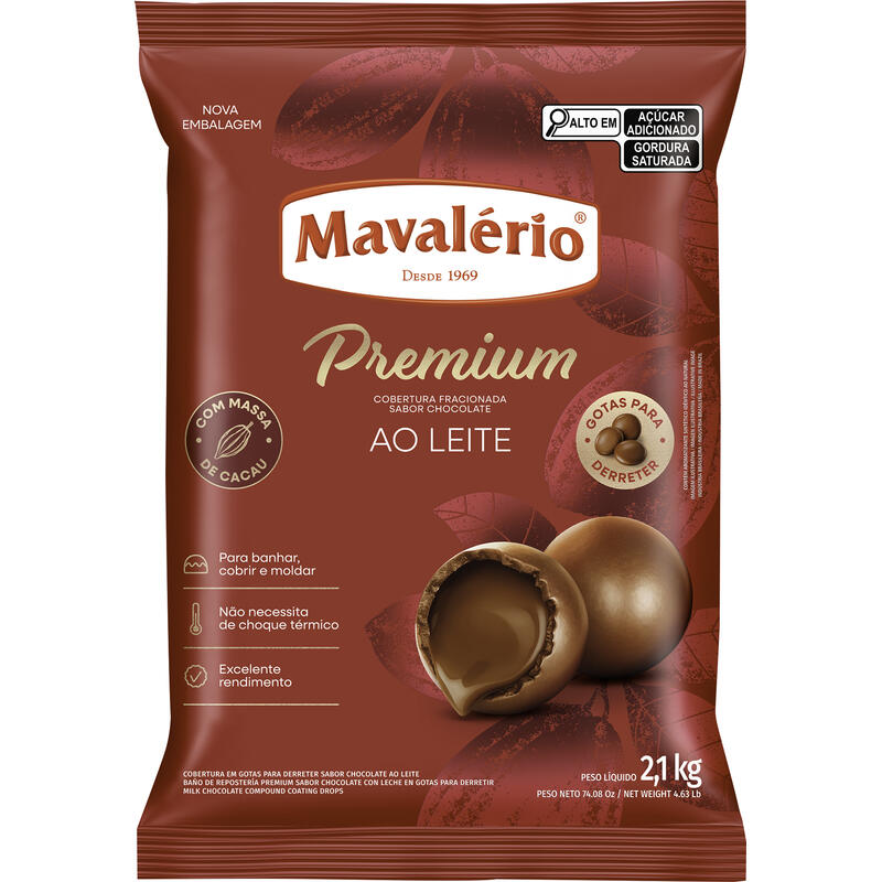 Cobertura de Chocolate em Gotas Mavalério Premium Ao Leite 2,1kg