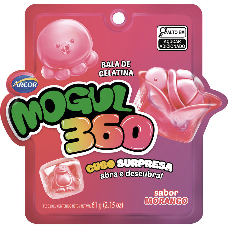 Bala de Gelatina Arcor Mogul Morango 61g