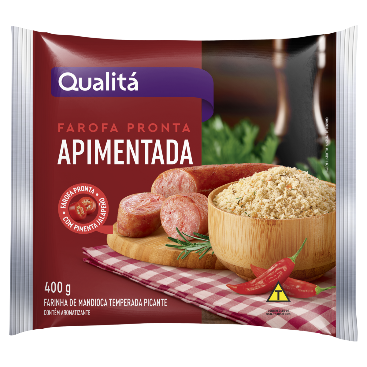 Farofa de Mandioca Apimentada Qualitá Pacote 400g