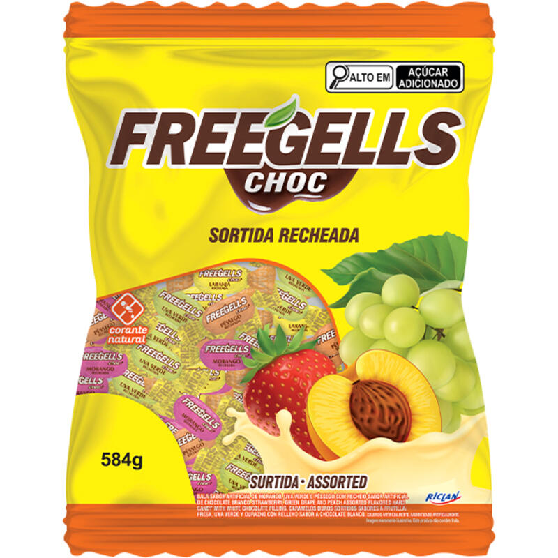 Bala Riclan Freegells Chocolate Branco 584g