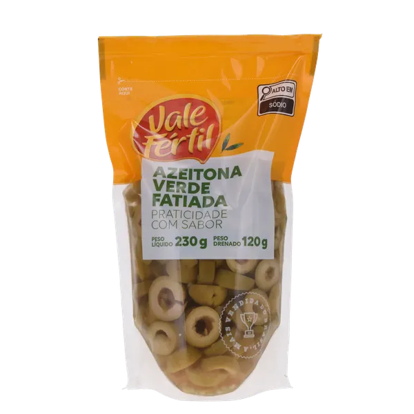 Azeitona Verde Vale Fértil 120g - Fatiada - Sachê