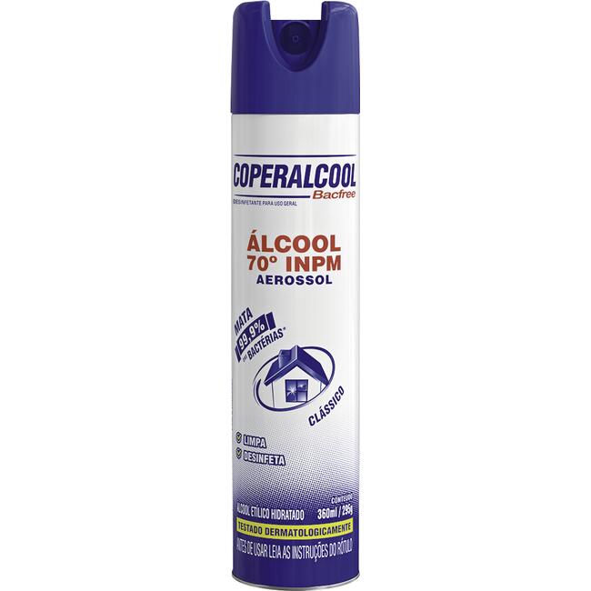 Álcool Aerosol COPERALCOOL Bacfree Clássico 70% INPM 360ml