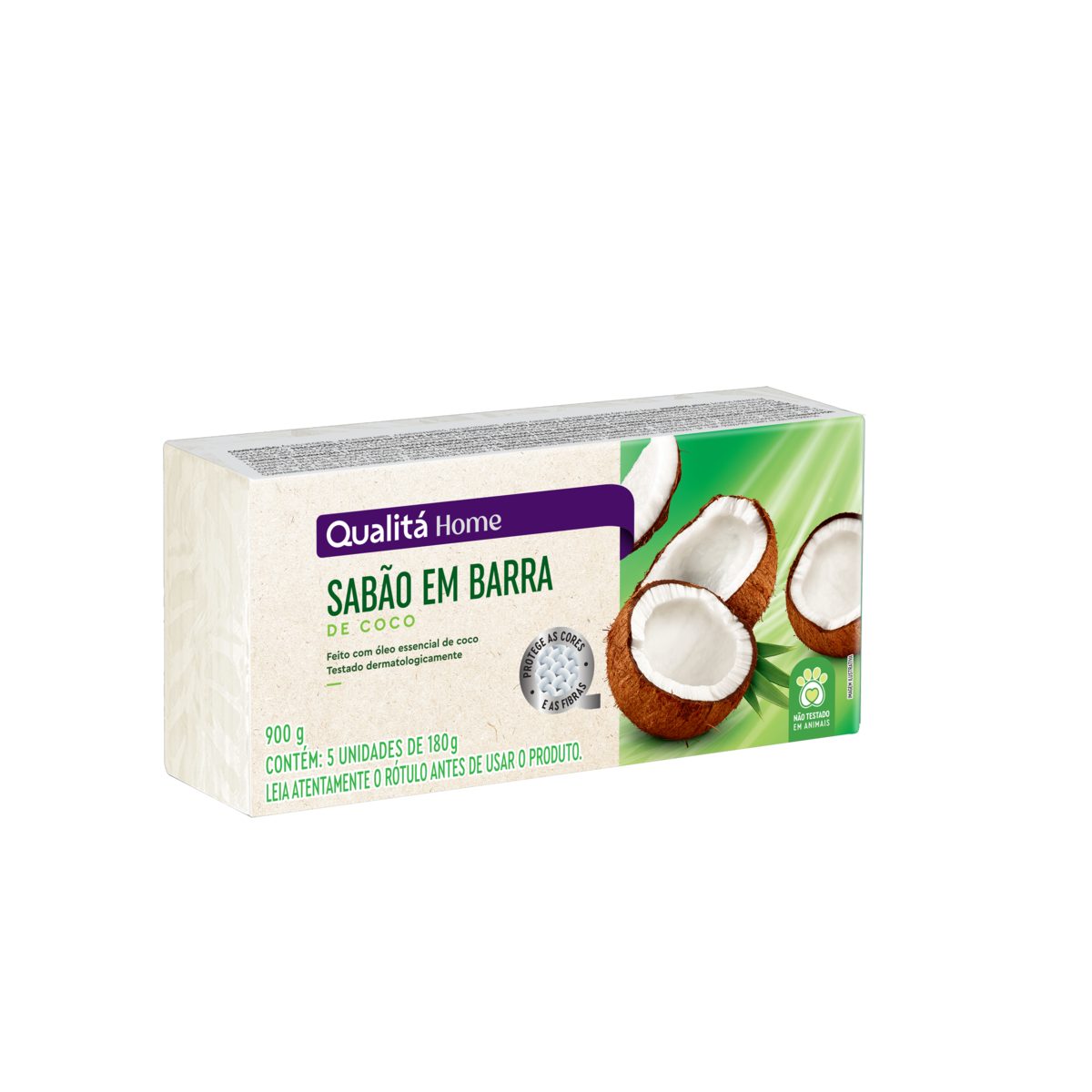 Sabão Barra Artesanal Coco Qualitá Pacote 900g 5 Unidades