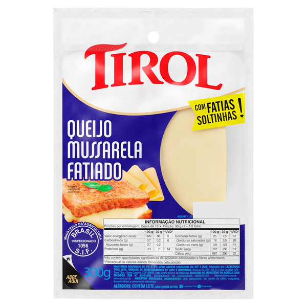 Queijo Tirol 300g - Mussarela - Fatiado