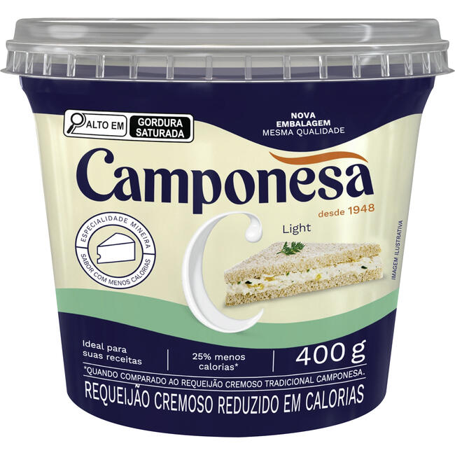 Requeijão Cremoso Camponesa Light 400g