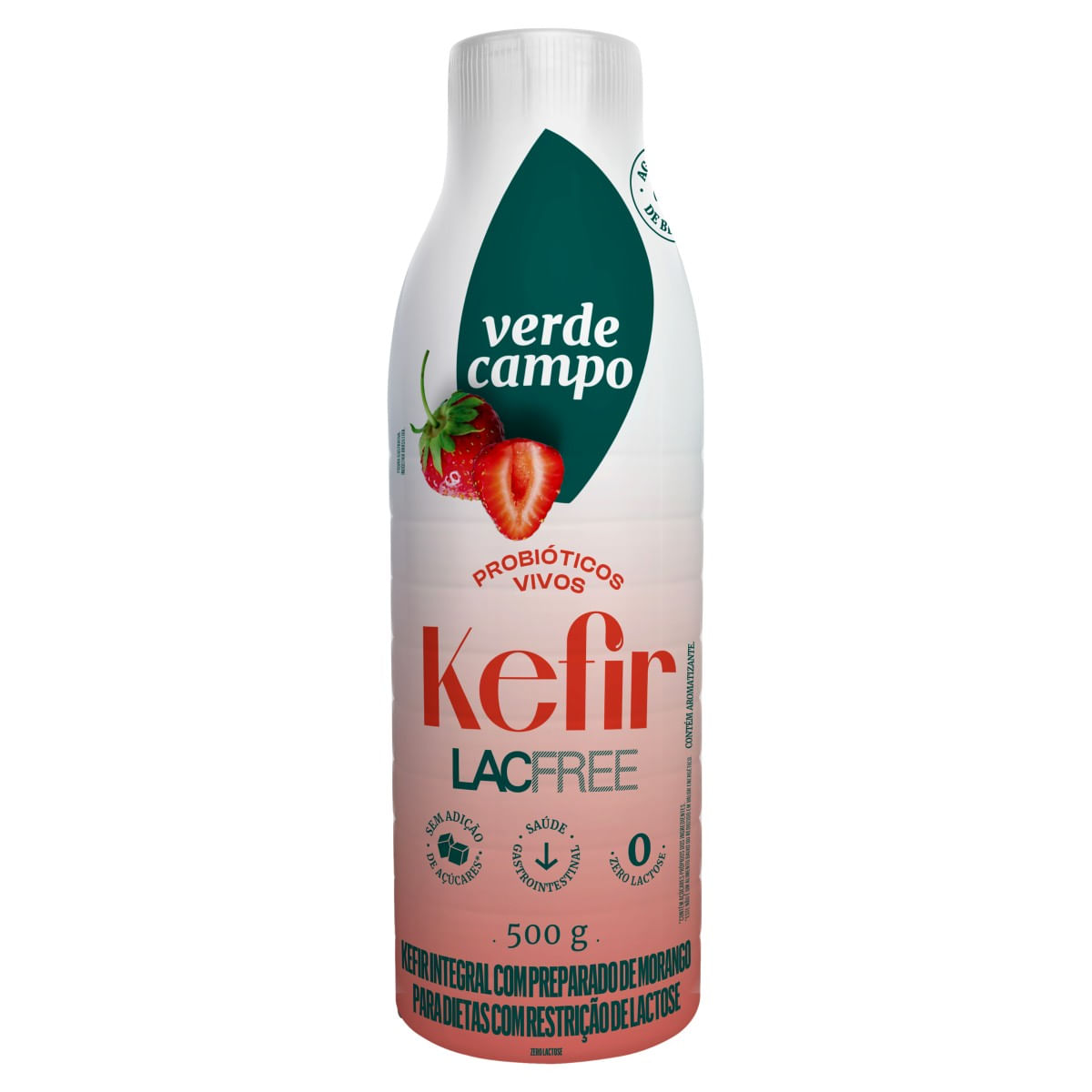 Kefir Verde Campo Lacfree Integral Morango 500g