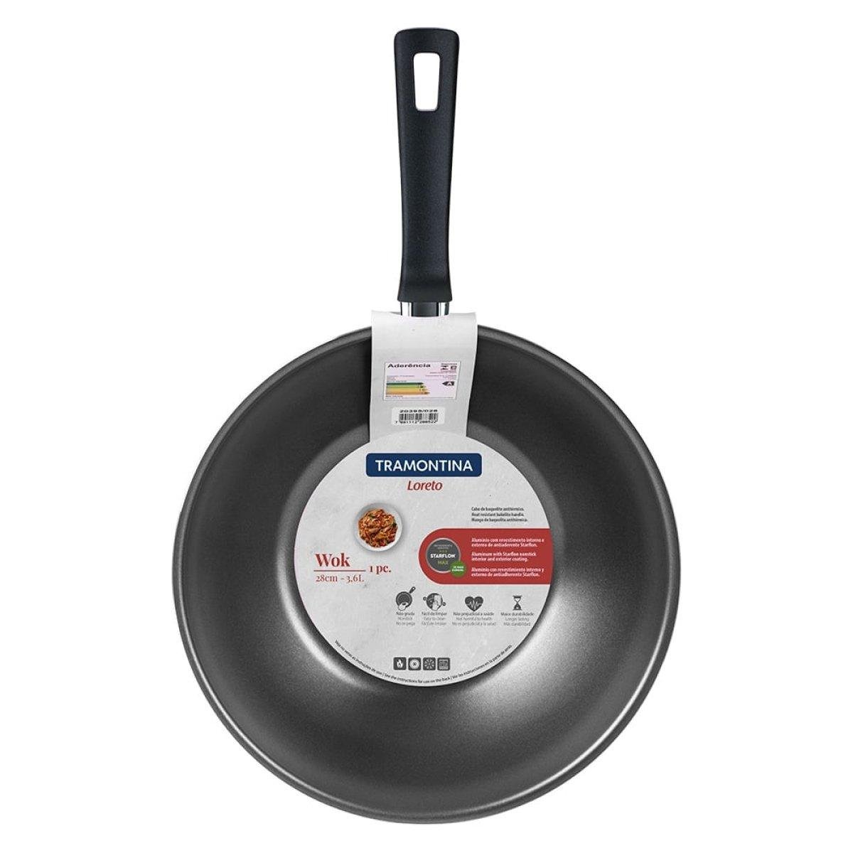 Wok Tramontina Loreto em Alumínio com Revestimento Interno e Externo Antiaderente Starflon Max Grafi