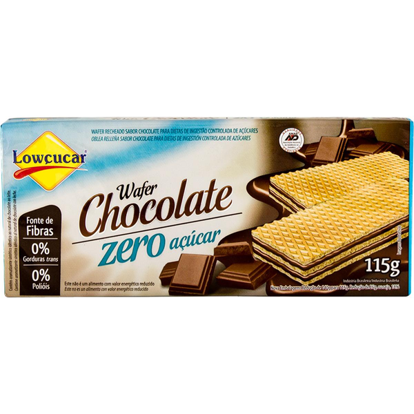 Wafer Lowçucar Zero Açúcar Chocolate 115g