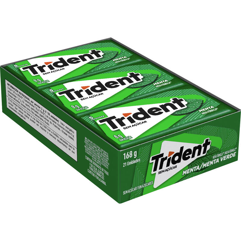 Chiclete Trident Adams Menta s açúcar Caixa com 21x8g